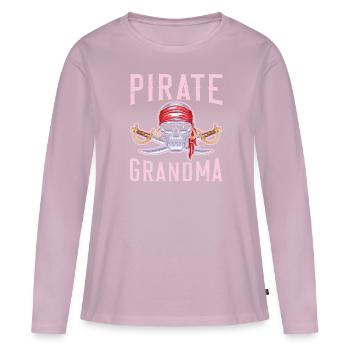 Pirate Grand-mère Grand-mère Grand-mère Pirate Lover - T-shirt manches longues Premium bio Femme - rose poudré - Devant - Julia (174cm)