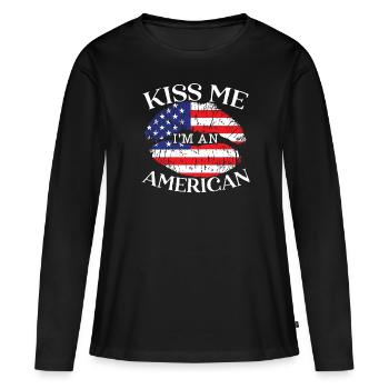 Embrasse-moi Je suis un jour de constitution américain des États-Unis - T-shirt manches longues Premium bio Femme - noir - Devant - Julia (174cm)