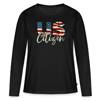 Citoyen américain New American FLAG Constitution Day - T-shirt manches longues Premium bio Femme - noir - Devant - Julia (174cm)