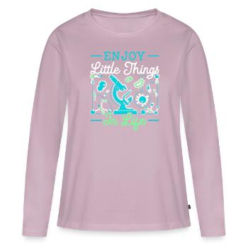 Profitez des petites choses en microbiologie des sciences de la vie - T-shirt manches longues Premium bio Femme - rose poudré - Devant - Julia (174cm)