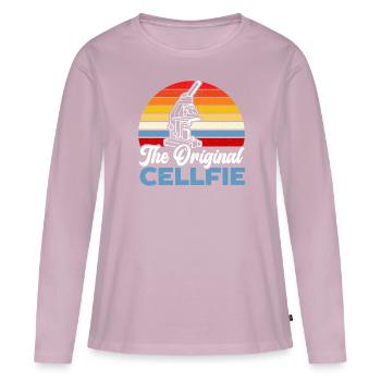L’amoureux original de la science cellfie Microbiologie - T-shirt manches longues Premium bio Femme - rose poudré - Devant - Julia (174cm)