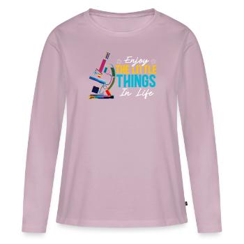 Profitez des petites choses en microbiologie des sciences de la vie - T-shirt manches longues Premium bio Femme - rose poudré - Devant - Julia (174cm)