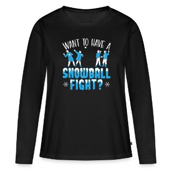Vous voulez avoir une bataille de boules de neige hiver saison neige - T-shirt manches longues Premium bio Femme - noir - Devant - Julia (174cm)