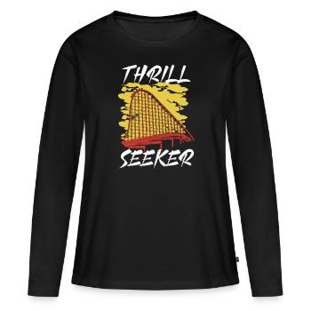 Thrill Seeker Roller Coaster Ride Rollercoaster - T-shirt manches longues Premium bio Femme - noir - Devant - Julia (174cm)