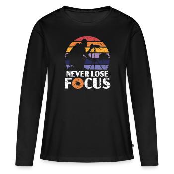 Ne perdez jamais la mise au point Photographe de résolution d’image - T-shirt manches longues Premium bio Femme - noir - Devant - Julia (174cm)