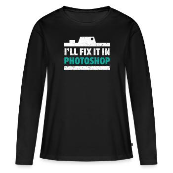 Ich werde es in Photoshop Resolution Photographer beheben - Frauen Premium Bio Langarmshirt - Schwarz - Vorne - Julia (174cm)