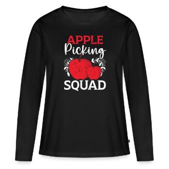 Apfelpflücker Apfel Obst Liebhaber Apfelbaum - Frauen Premium Bio Langarmshirt - Schwarz - Vorne - Julia (174cm)
