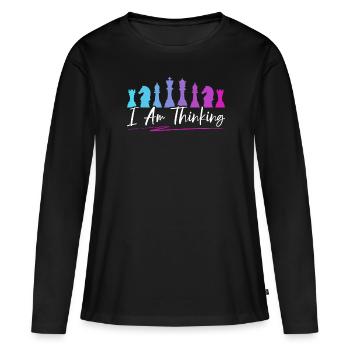 I Am Thinking Grandmaster Board Game Chess Player - Women's Premium Organic Long Sleeve Shirt - black - Front - Julia (174cm)