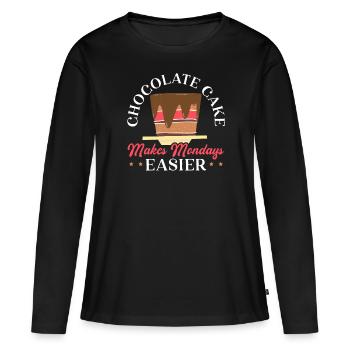 Le gâteau au chocolat facilite les lundis Choco Food - T-shirt manches longues Premium bio Femme - noir - Devant - Julia (174cm)