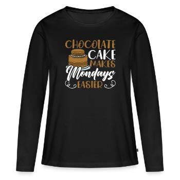 Le gâteau au chocolat facilite les lundis Choco Food - T-shirt manches longues Premium bio Femme - noir - Devant - Julia (174cm)