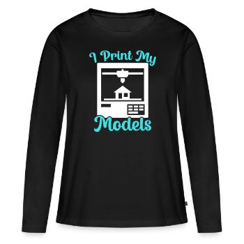 J’imprime mes modèles Buse d’impression 3D Imprimante 3D - T-shirt manches longues Premium bio Femme - noir - Devant - Julia (174cm)