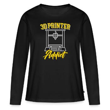 Rétraction de la buse d’impression 3D 3D Addict - T-shirt manches longues Premium bio Femme - noir - Devant - Julia (174cm)