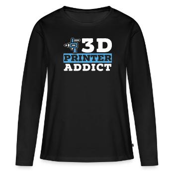 Rétraction de la buse d’impression 3D 3D Addict - T-shirt manches longues Premium bio Femme - noir - Devant - Julia (174cm)