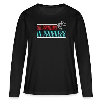 Impression 3D en cours Imprimante 3D Buse - T-shirt manches longues Premium bio Femme - noir - Devant - Julia (174cm)