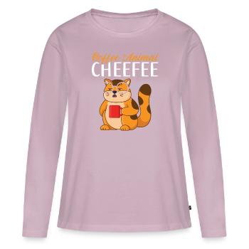 Coffee Animal Cheefee Caffeine Drinker Cheetah - Women's Premium Organic Long Sleeve Shirt - dusky pink - Front - Julia (174cm)