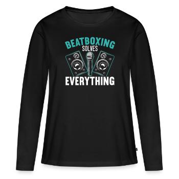 Le beatbox résout tout Beatbox Beatboxer - T-shirt manches longues Premium bio Femme - noir - Devant - Julia (174cm)