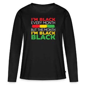 Noir tous les mois mais ce mois-ci je suis noir noir - T-shirt manches longues Premium bio Femme - noir - Devant - Julia (174cm)