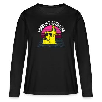 Beruf Gabelstaplerfahrer Beruf Lagerarbeiter - Frauen Premium Bio Langarmshirt - Schwarz - Vorne - Julia (174cm)
