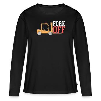 Gabelstaplerbediener Job Lagerarbeiter - Frauen Premium Bio Langarmshirt - Schwarz - Vorne - Julia (174cm)
