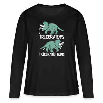 Triceratops Dinosaur Lover Prehistoric Dino - T-shirt manches longues Premium bio Femme - noir - Devant - Julia (174cm)