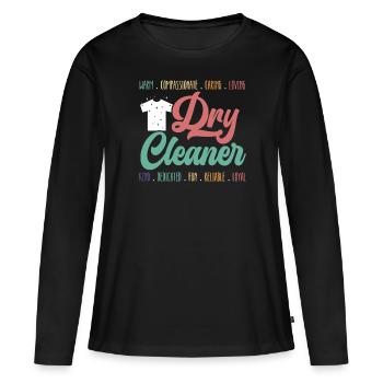 Chemische Reinigung Manager Job Beruf Chemische Reinigung - Frauen Premium Bio Langarmshirt - Schwarz - Vorne - Julia (174cm)