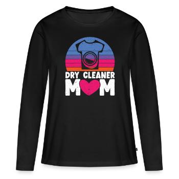 Chemische Reinigung Mama Job Chemische Reinigung Mütter Tag - Frauen Premium Bio Langarmshirt - Schwarz - Vorne - Julia (174cm)