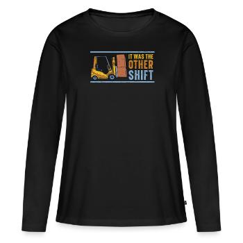 Es war das andere Shift-Gabelstapler-Fahrerlager - Frauen Premium Bio Langarmshirt - Schwarz - Vorne - Julia (174cm)