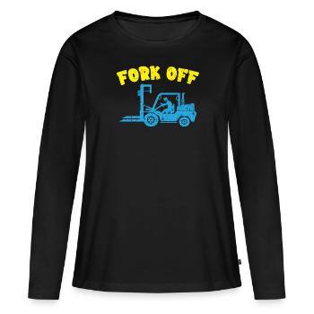 Gabelstaplerbediener Job Lagerarbeiter - Frauen Premium Bio Langarmshirt - Schwarz - Vorne - Julia (174cm)
