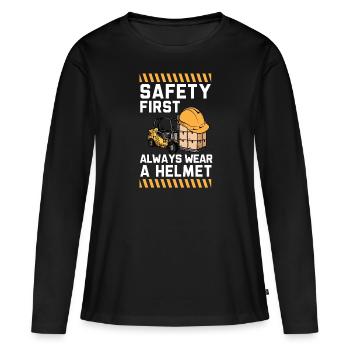 Gabelstaplerfahrer Job Beruf Lagerarbeiter - Frauen Premium Bio Langarmshirt - Schwarz - Vorne - Julia (174cm)