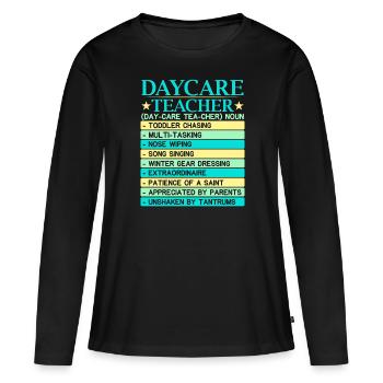 Enseignante en garderie Directrice de l’éducatrice en garderie - T-shirt manches longues Premium bio Femme - noir - Devant - Julia (174cm)