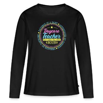 Enseignante en garderie Directrice de l’éducatrice en garderie - T-shirt manches longues Premium bio Femme - noir - Devant - Julia (174cm)