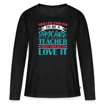 Enseignante en garderie Directrice de l’éducatrice en garderie - T-shirt manches longues Premium bio Femme - noir - Devant - Julia (174cm)