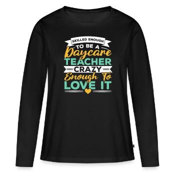 Enseignante en garderie Directrice de l’éducatrice en garderie - T-shirt manches longues Premium bio Femme - noir - Devant - Julia (174cm)