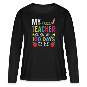 Mon professeur a survécu à 100 jours de mon élève élève - T-shirt manches longues Premium bio Femme - noir - Devant - Julia (174cm)