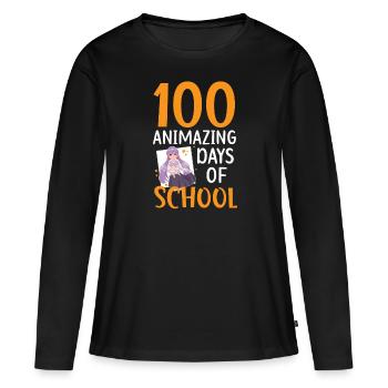 100 Animazing Days Of School Anime Lover Manga - T-shirt manches longues Premium bio Femme - noir - Devant - Julia (174cm)