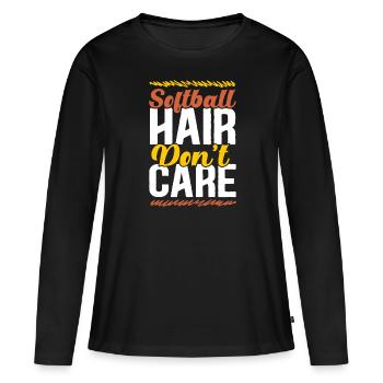 Les cheveux de softball ne se soucient pas des sports des joueurs de softball - T-shirt manches longues Premium bio Femme - noir - Devant - Julia (174cm)