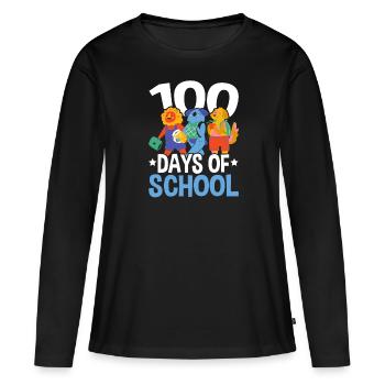 Joyeux 100e jour d’école enseignant élève éducateur - T-shirt manches longues Premium bio Femme - noir - Devant - Julia (174cm)