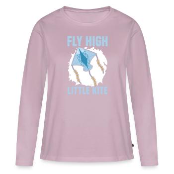 Fly High Little Kite Flying Lover Kite Whisperer - T-shirt manches longues Premium bio Femme - rose poudré - Devant - Julia (174cm)