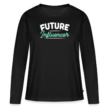 Futur Influenceur Créateur de Contenu Réseaux Sociaux - T-shirt manches longues Premium bio Femme - noir - Devant - Julia (174cm)