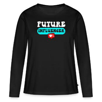 Futur Influenceur Créateur de Contenu Réseaux Sociaux - T-shirt manches longues Premium bio Femme - noir - Devant - Julia (174cm)