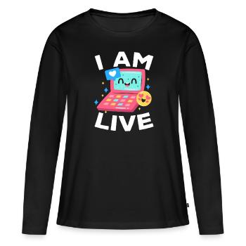 Créateur de contenu Influenceur des médias sociaux Vlogger - T-shirt manches longues Premium bio Femme - noir - Devant - Julia (174cm)