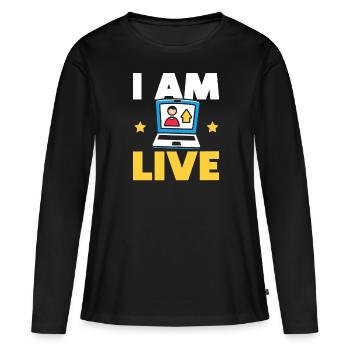 Créateur de contenu Influenceur des médias sociaux Vlogger - T-shirt manches longues Premium bio Femme - noir - Devant - Julia (174cm)