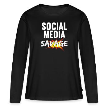 Social Media Savage Job Gestionnaire de médias sociaux - T-shirt manches longues Premium bio Femme - noir - Devant - Julia (174cm)