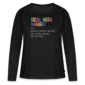 Profession de médias sociaux Gestionnaire de médias sociaux - T-shirt manches longues Premium bio Femme - noir - Devant - Julia (174cm)