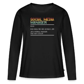Profession de médias sociaux Gestionnaire de médias sociaux - T-shirt manches longues Premium bio Femme - noir - Devant - Julia (174cm)