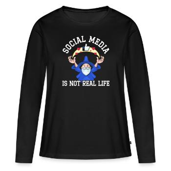 Les médias sociaux ne sont pas un gestionnaire de médias sociaux réel - T-shirt manches longues Premium bio Femme - noir - Devant - Julia (174cm)