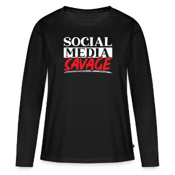 Social Media Savage Job Gestionnaire de médias sociaux - T-shirt manches longues Premium bio Femme - noir - Devant - Julia (174cm)