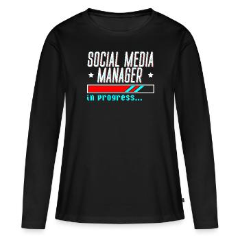 Profession de médias sociaux Gestionnaire de médias sociaux - T-shirt manches longues Premium bio Femme - noir - Devant - Julia (174cm)