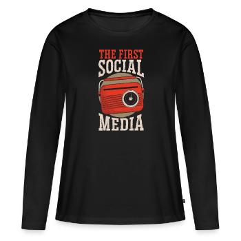 Le premier emploi de médias sociaux Gestionnaire de médias sociaux - T-shirt manches longues Premium bio Femme - noir - Devant - Julia (174cm)