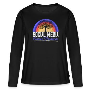 Producteur de contenu de médias sociaux Gestionnaire de médias sociaux - T-shirt manches longues Premium bio Femme - noir - Devant - Julia (174cm)
